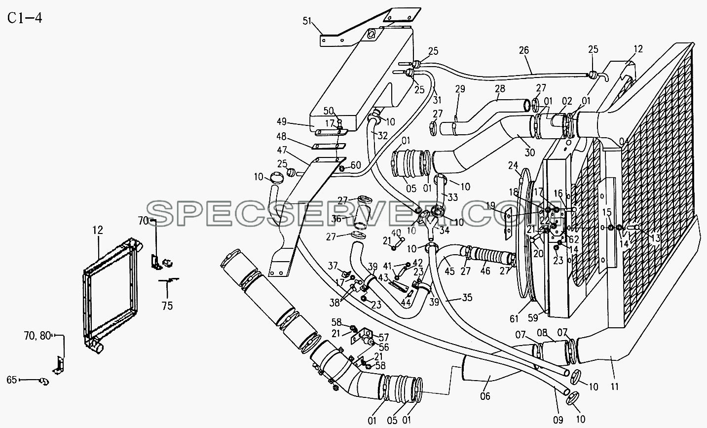 COOLING SYSTEM (C1-4) для Sinotruk 8x4 Tipper (336) (список запасных частей)