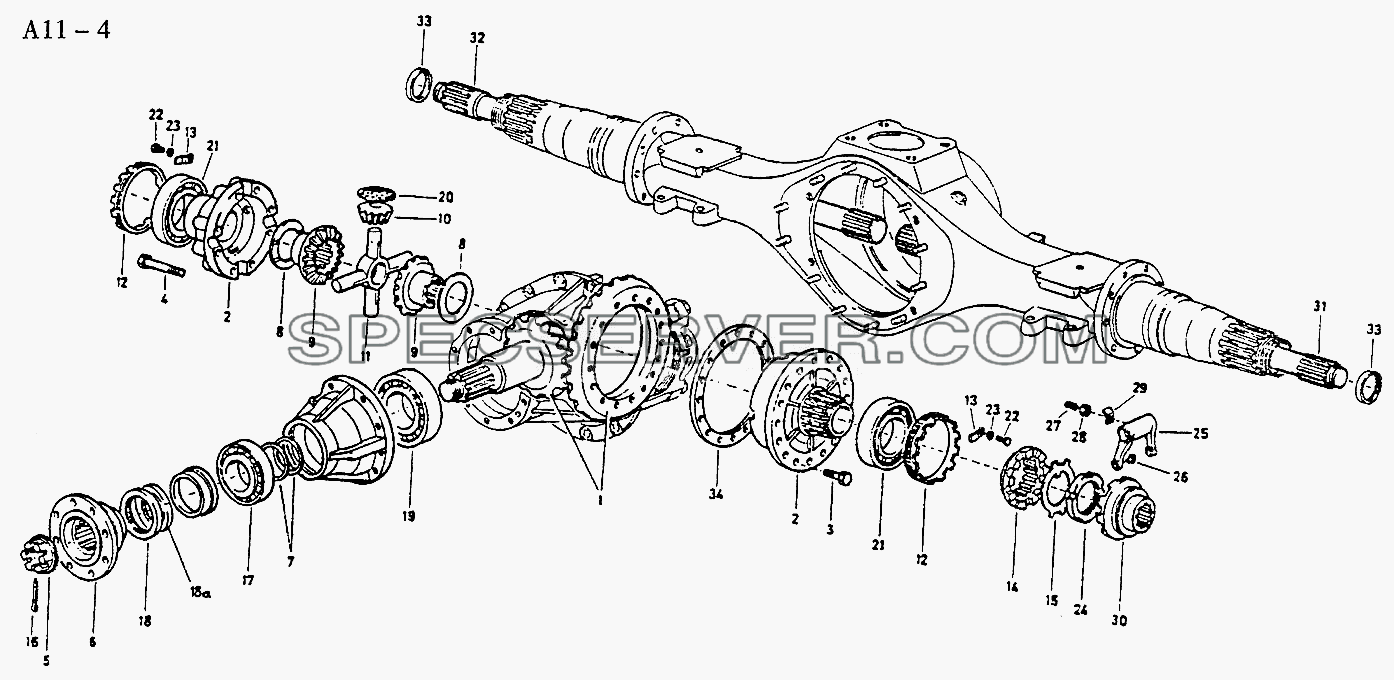 REAR AXLE DRIVE (A11-4) для Sinotruk 8x4 Tipper (336) (список запасных частей)