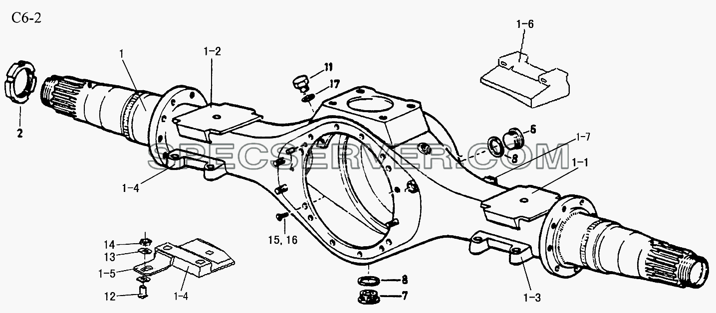 REAR AXLE HOUSING (C6-2) для Sinotruk 8x4 Tipper (336) (список запасных частей)