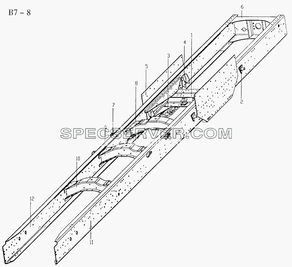 CHASSIS FRAME FOR 8x4 TIPPER TRUCK (B7-8) для Sinotruk 8x4 Tipper (336) (список запасных частей)