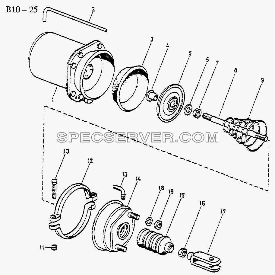 SPRING BRAKE ACTUATOR (B10-25) для Sinotruk 8x4 Tipper (336) (список запасных частей)