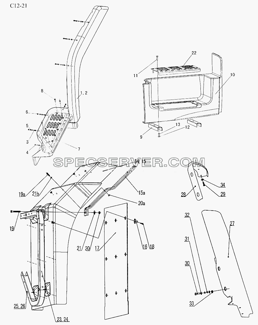 MUDGUARD (C12-21) для Sinotruk 8x4 Tipper (371) (список запасных частей)