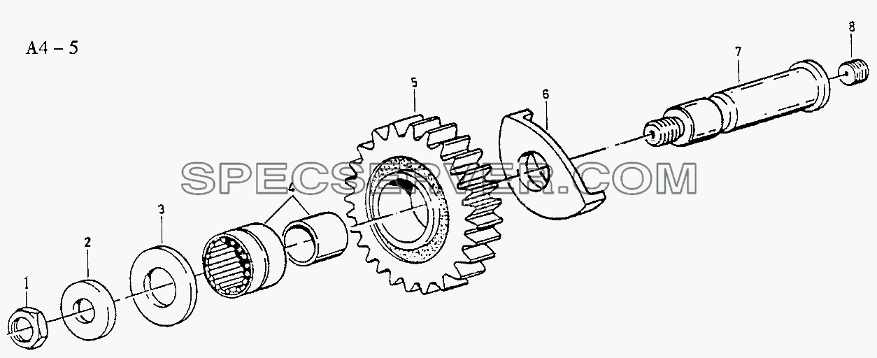 Fuller REVERSE GEAR (A4-5) для Sinotruk 8x4 Tipper (371) (список запасных частей)