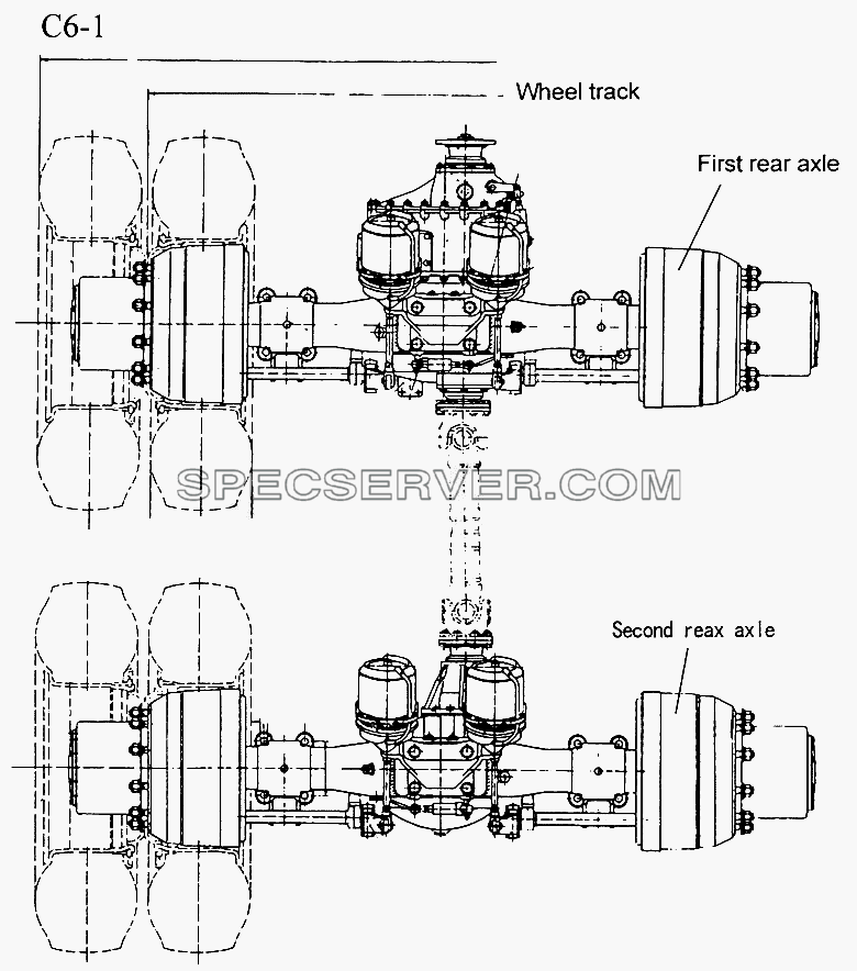 HOWO REAR DRIVE AXLE (C6-1) для Sinotruk 8x4 Tipper (371) (список запасных частей)