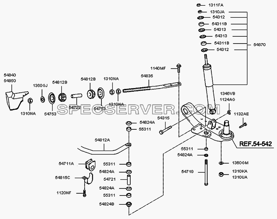 Амортизатор передней подвески для H100 Porter (список запасных частей)