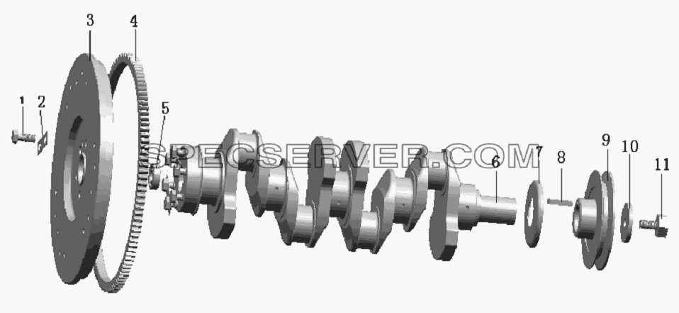 QC490Q(DI)-05000 Crankshaft and flywheel assembly для HFC 1020K-D134 (список запасных частей)