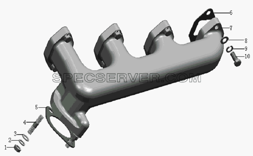 QC490Q(DI)-08000 Exhaust pipe assembly для HFC 1020K-D134 (список запасных частей)