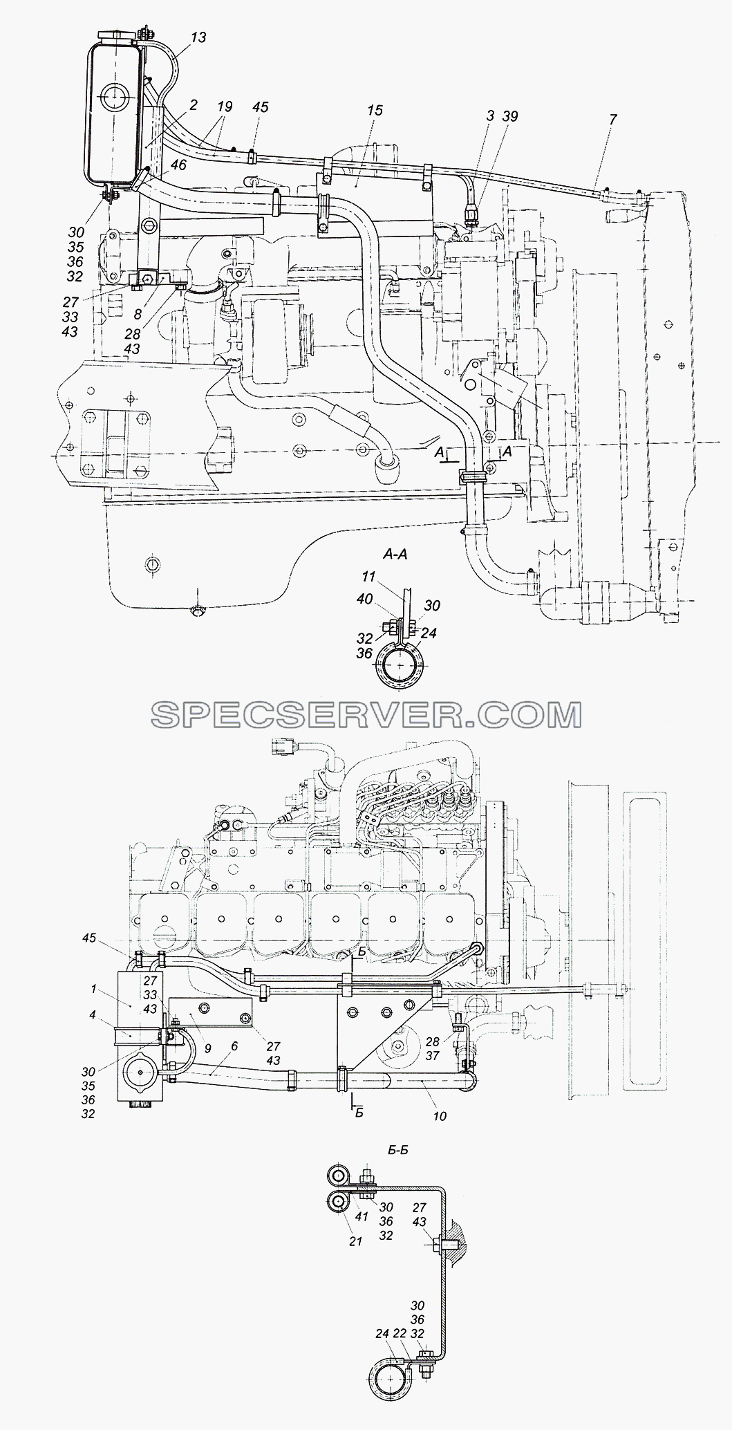 4308-1311005 Установка расширительного бачка для КамАЗ-4308 (2008) (список запасных частей)