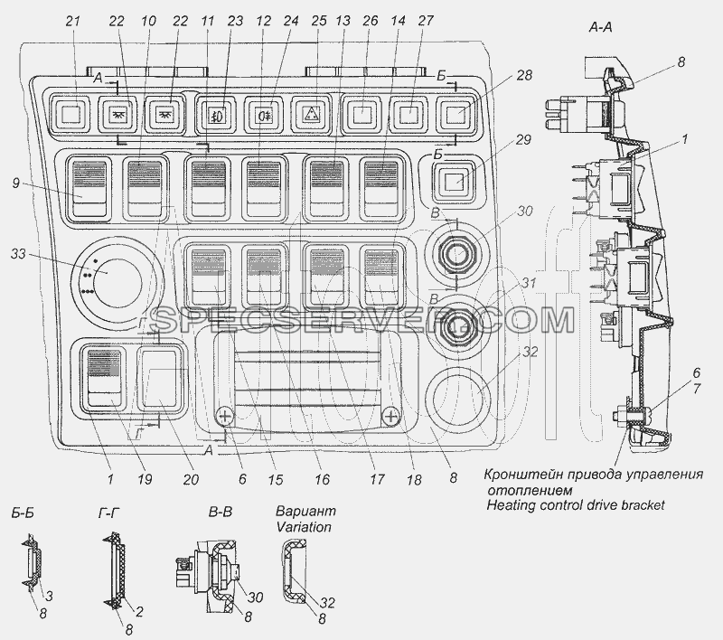 4308-3710001-30 Установка выключателей для КамАЗ-4308 (2008) (список запасных частей)