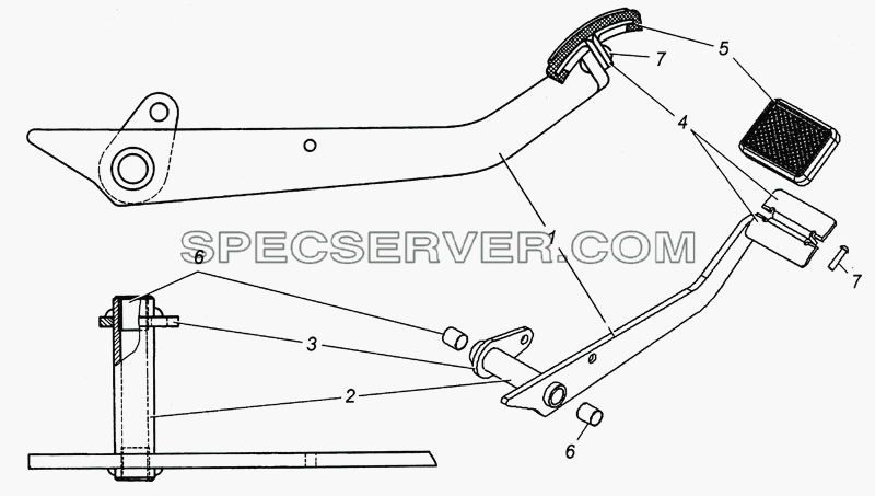 Педаль сцепления в сборе 5320-1602010 для КамАЗ-4308 (список запасных частей)