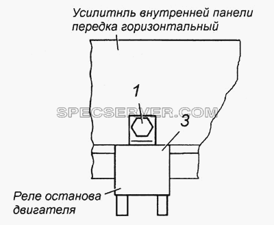 Установка реле электромагнитного клапана останова двигателя Э4308-3747002 для КамАЗ-4308 (список запасных частей)