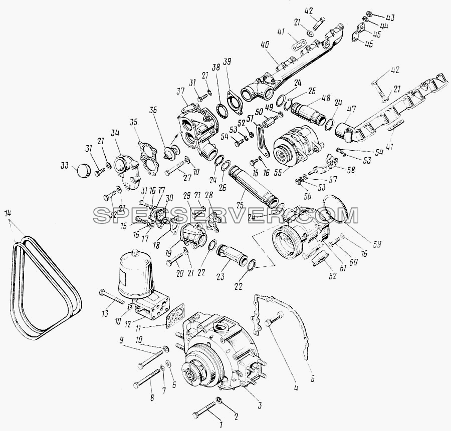 Система охлаждения двигателя для КамАЗ-43101 (список запасных частей)