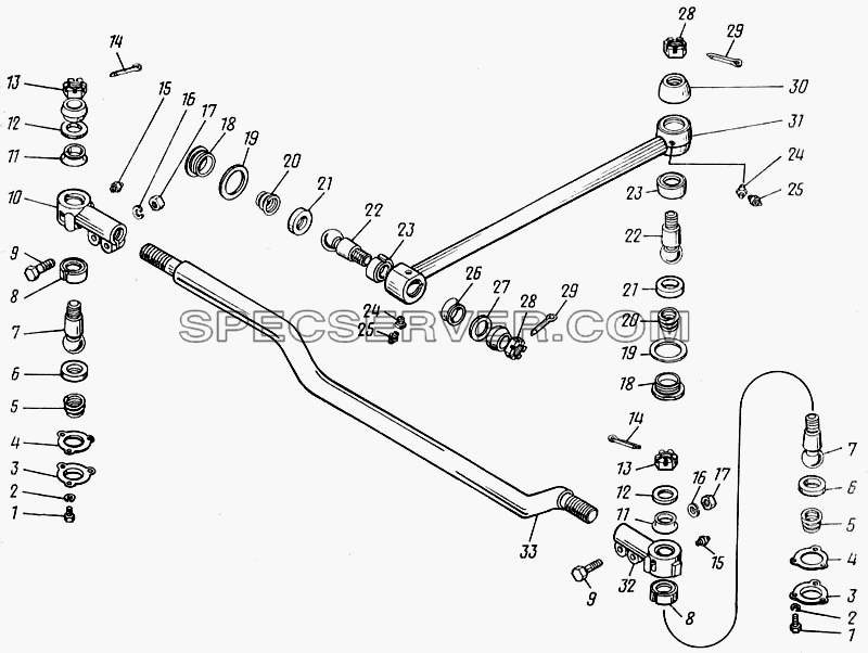 Тяги рулевые для КамАЗ-43101 (список запасных частей)
