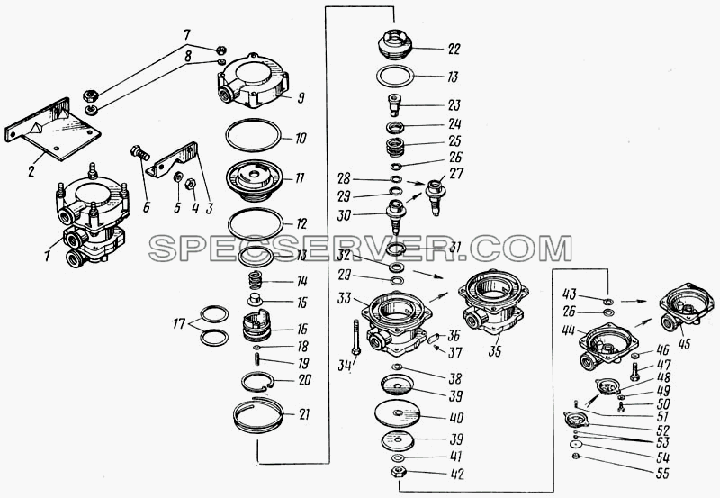 Клапан управления с двухпроводным приводом в сборе 100-3522010 для КамАЗ-43101 (список запасных частей)