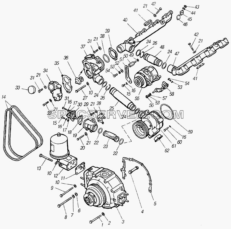 Система охлаждения двигателя для КамАЗ-4310 (списка 2004 г) (список запасных частей)