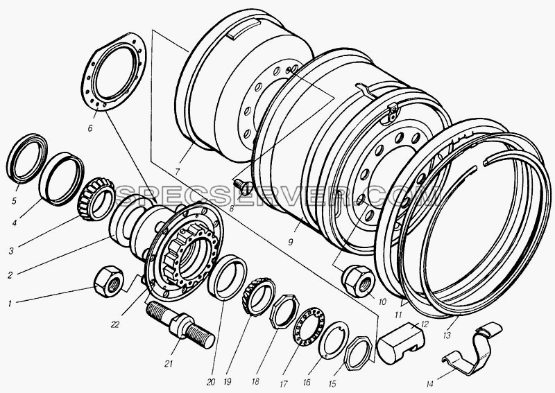 Колеса, ступицы колес для КамАЗ-4310 (списка 2004 г) (список запасных частей)