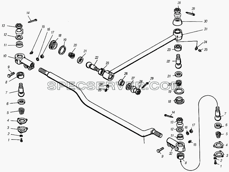Тяги рулевые для КамАЗ-4310 (списка 2004 г) (список запасных частей)