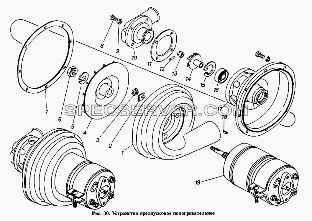 Устройство предпусковое подогревательное(4) для КамАЗ-4310 (список запасных частей)