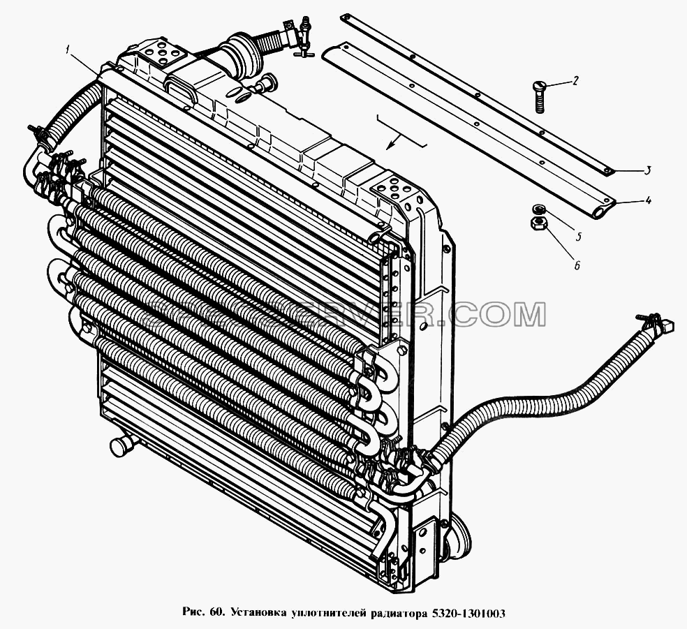 Установка уплотнителей радиатора для КамАЗ-4310 (список запасных частей)