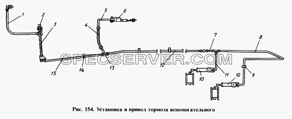 Установка и привод тормоза вспомогательного для КамАЗ-4310 (список запасных частей)