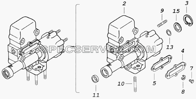 Корпус механизма переключения делителя передач для КамАЗ-43118 (список запасных частей)