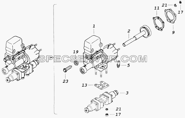 Механизм переключения делителя передач для КамАЗ-43118 (список запасных частей)