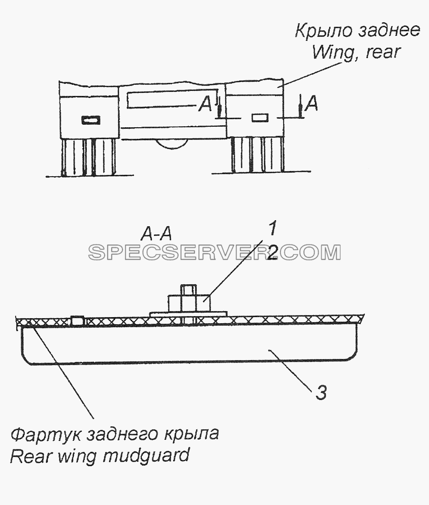 65115-8208003-04 Установка задних световозвращателей для КамАЗ-43261 (Евро-1, 2) (список запасных частей)