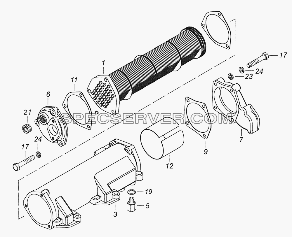 740.60-1013200 Теплообменник масляный для КамАЗ-43261 (Евро-1, 2) (список запасных частей)