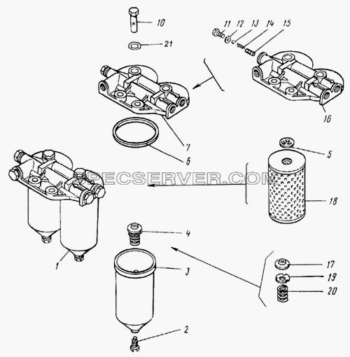 Фильтр тонкой очистки топлива для КамАЗ-4326 (список запасных частей)