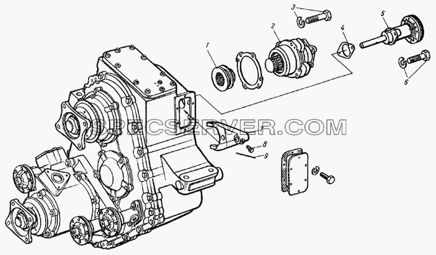 Установка коробки отбора мощности для КамАЗ-4326 (список запасных частей)