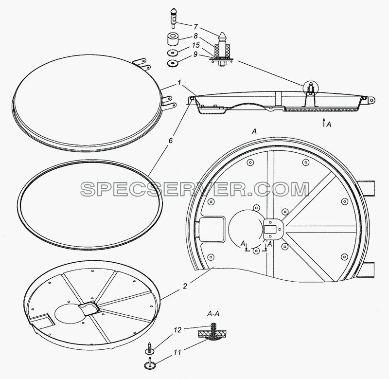 5350-5713010 Крышка люка в сборе для КамАЗ-43501 (4х4) (список запасных частей)