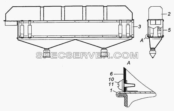 6520-1109010-10 Воздухоочиститель мультициклонный в сборе для КамАЗ-43501 (4х4) (список запасных частей)