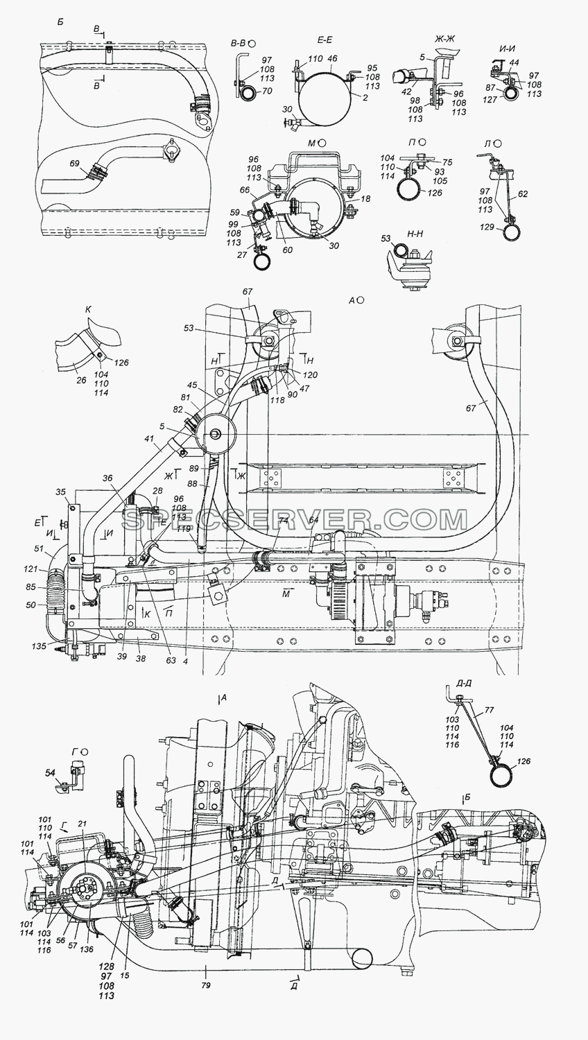 5350-1015001 Установка предпускового подогревателя ПЖД-30 для КамАЗ-43501 (4х4) (список запасных частей)