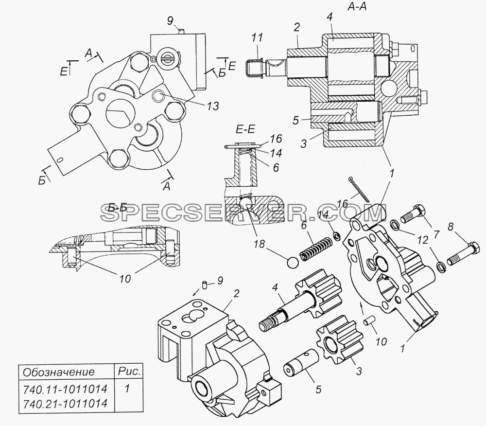 740.11-1011014 Масляный насос в сборе для КамАЗ-4350 (4х4) (список запасных частей)