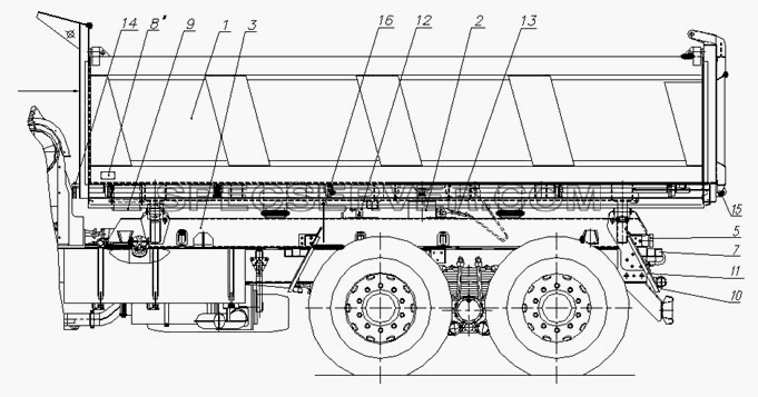 45142-8600001, 45142-8600002  Самосвальная установка для КамАЗ-45142 (список запасных частей)
