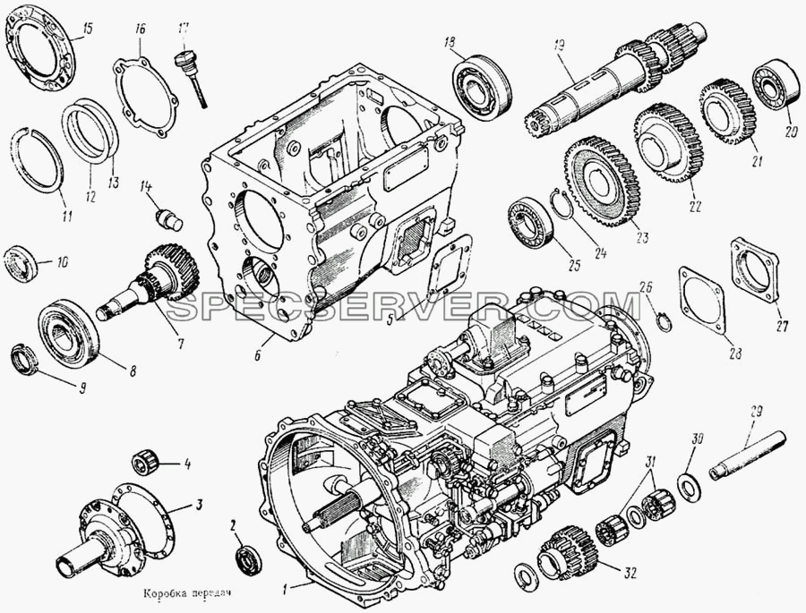 Коробка передач для КамАЗ-5315 (список запасных частей)
