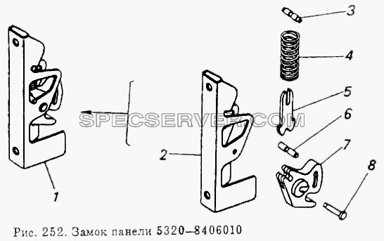 Замок панели для КамАЗ-5320 (список запасных частей)