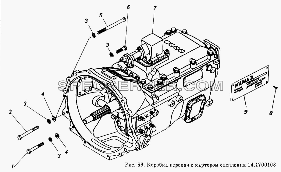 Коробка передач с картером сцепления для КамАЗ-5320 (список запасных частей)