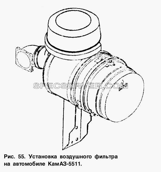 Установка воздушного фильтра на автомобиле КамАЗ-5511 для КамАЗ-53212 (список запасных частей)