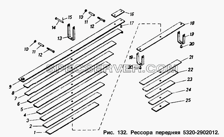 Рессора передняя для КамАЗ-53212 (список запасных частей)