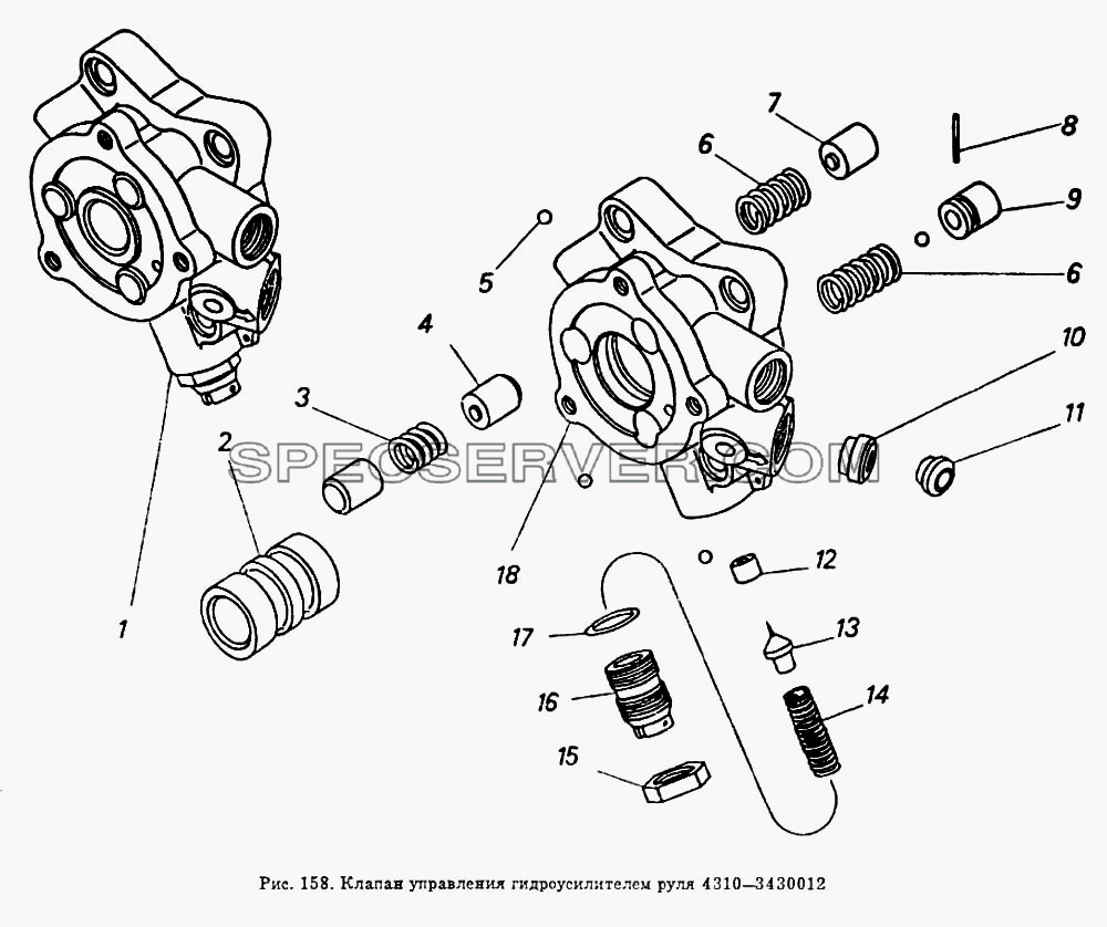 Клапан управления гидроусилителем руля для КамАЗ-53212 (список запасных частей)