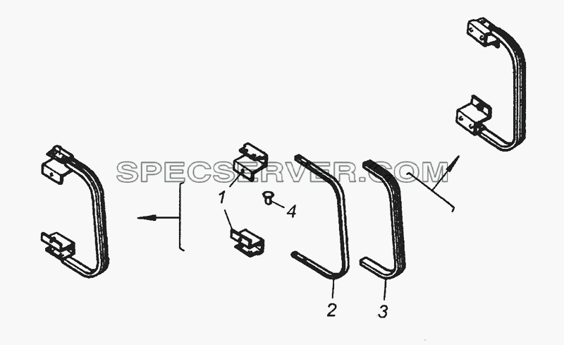 5320-8202201 Ручка левая в сборе для КамАЗ-53504 (6х6) (список запасных частей)