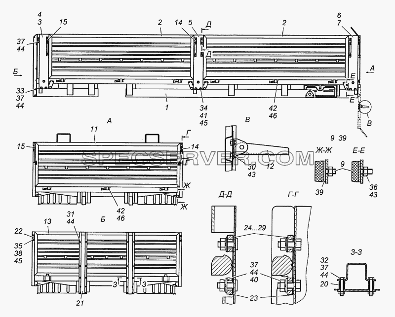 5350-8500010-75 Платформа в сборе для КамАЗ-53504 (6х6) (список запасных частей)