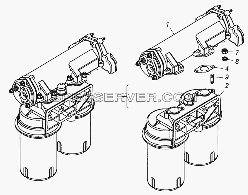 740.20-1012006 Фильтр масляный с теплообменником для КамАЗ-53504 (6х6) (список запасных частей)