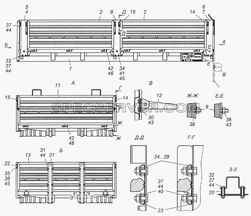 5350-8500010-70 Платформа в сборе для КамАЗ-5350 (6х6) (список запасных частей)