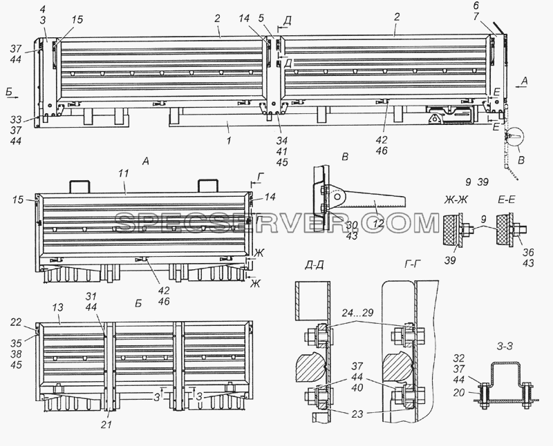 5350-8500010-75 Платформа в сборе для КамАЗ-5350 (6х6) (список запасных частей)