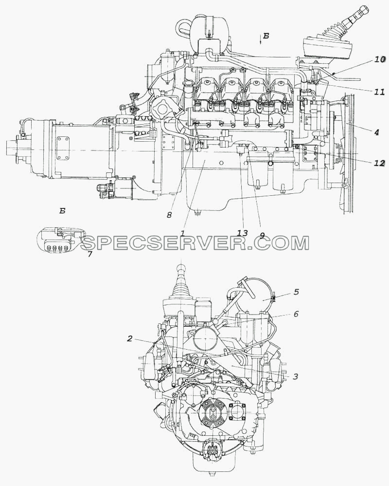 Агрегат силовой укомплектованный для установки на автомобиль для КамАЗ-5360 (список запасных частей)