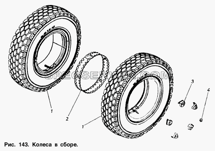 Колеса в сборе для КамАЗ-5410 (список запасных частей)