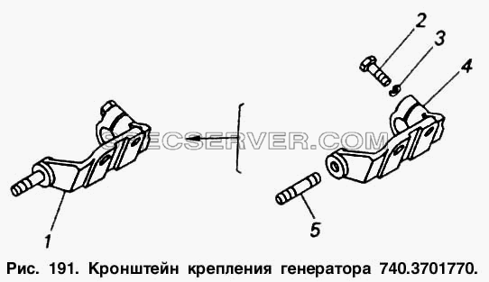 Кронштейн крепления генератора для КамАЗ-5410 (список запасных частей)