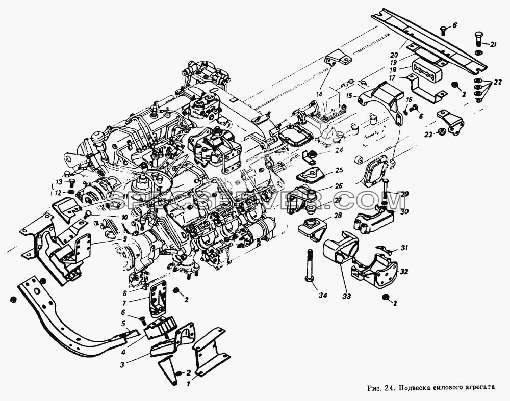 Подвеска силового агрегата для КамАЗ-54112 (список запасных частей)